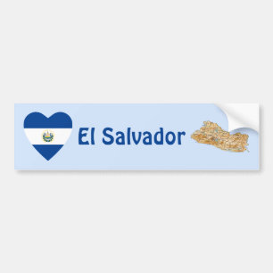 El Salvador Flagga Hjärta + Karta Bildäckslapp Bildekal