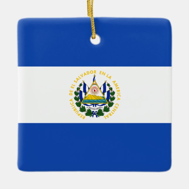 El Salvador Flagga Julgransprydnad Keramik (Framsida)