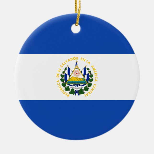 El Salvador Flagga Julgransprydnad Keramik (Framsidan)