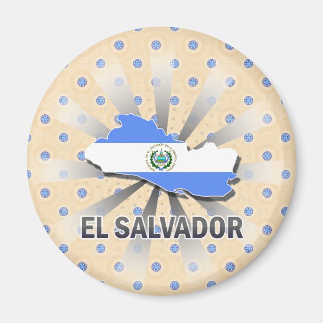 El Salvador Flagga Karta 2.0 Magnet (Framsidan)