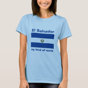 El Salvador Flagga + Karta + Text T-Shirt