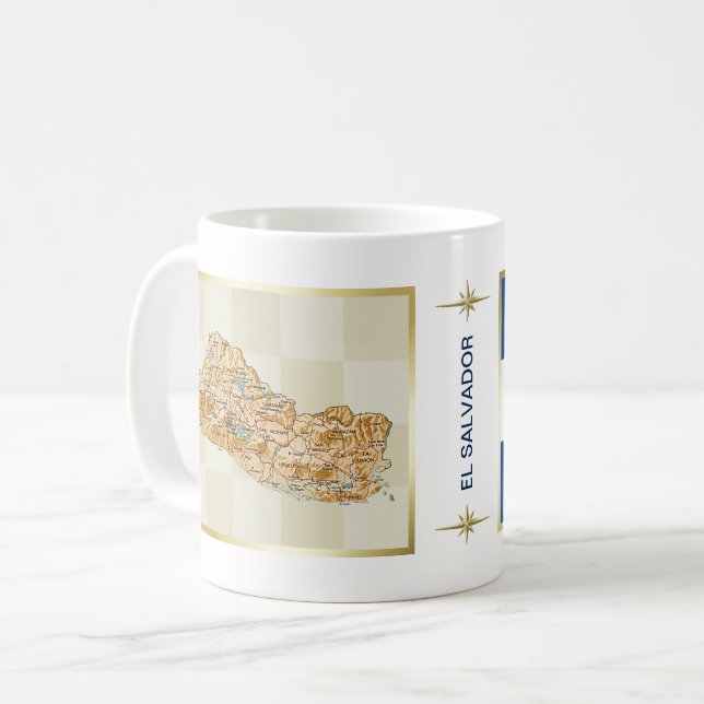 El Salvador flagga + Kartamugg Kaffemugg (Framsida vänster)