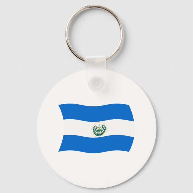 El Salvador Flagga Keychain Nyckelring (Framsida)