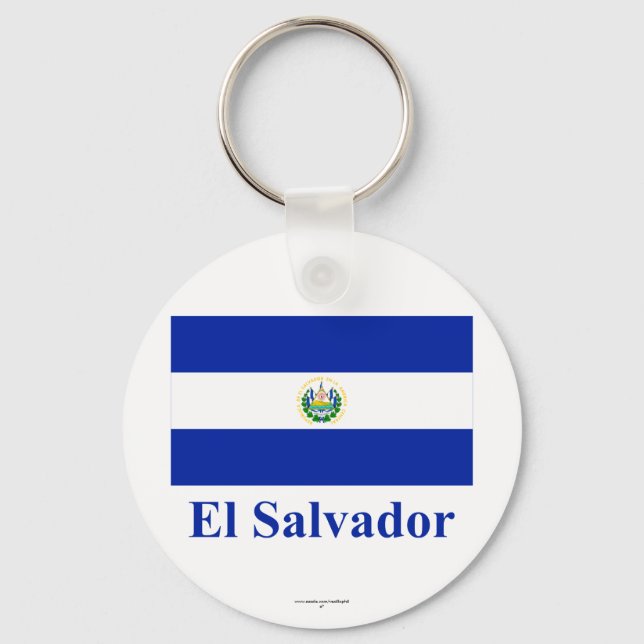 El Salvador Flagga med Namn Nyckelring (Framsida)