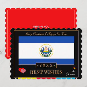 El Salvador Flagga och Gott nytt år/Bästa Önskemål Julkort