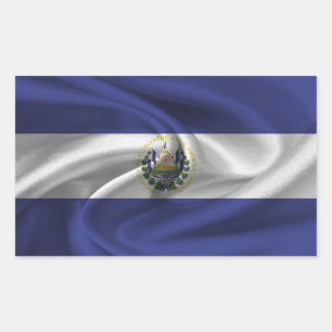 El Salvador Flagga Rektangulärt Klistermärke