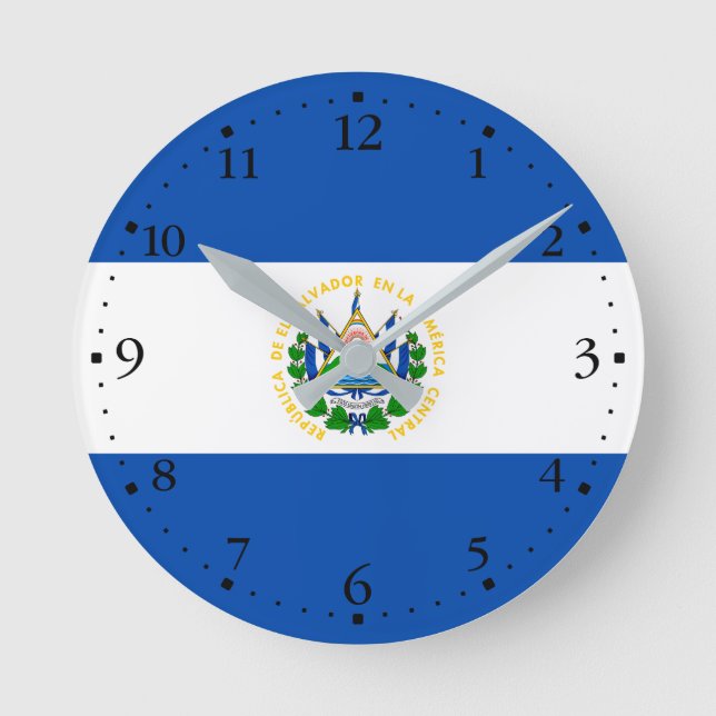 El Salvador Flagga Rund Klocka (Framsida)