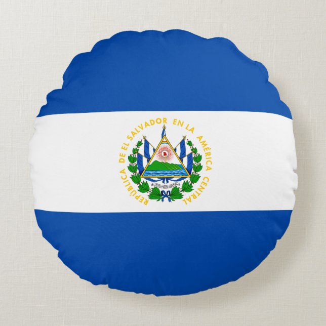 El Salvador Flagga Rund Kudde (Framsidan)