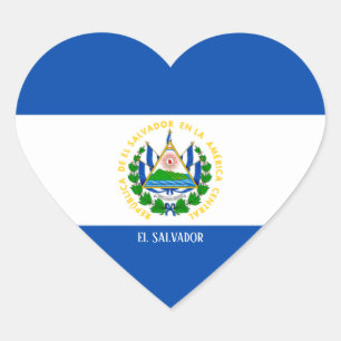 El Salvador Flagga Splendid Patriotic Hjärtformat Klistermärke