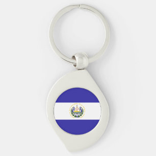 El Salvador flagga Swirl Silverfärgad Nyckelring