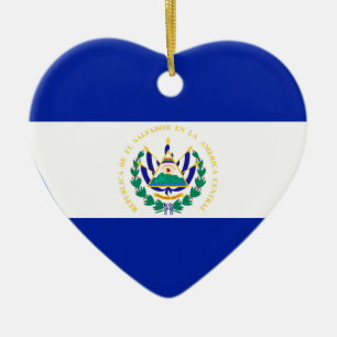 El Salvador flaggahjärta Julgransprydnad Keramik