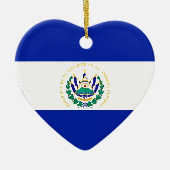 El Salvador flaggahjärta Julgransprydnad Keramik (Framsidan)