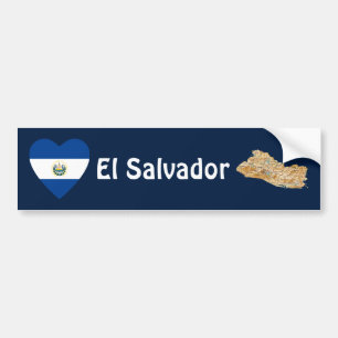 El Salvador flaggahjärta + Kartabildekal Bildekal