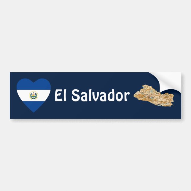 El Salvador flaggahjärta + Kartabildekal Bildekal (Framsidan)