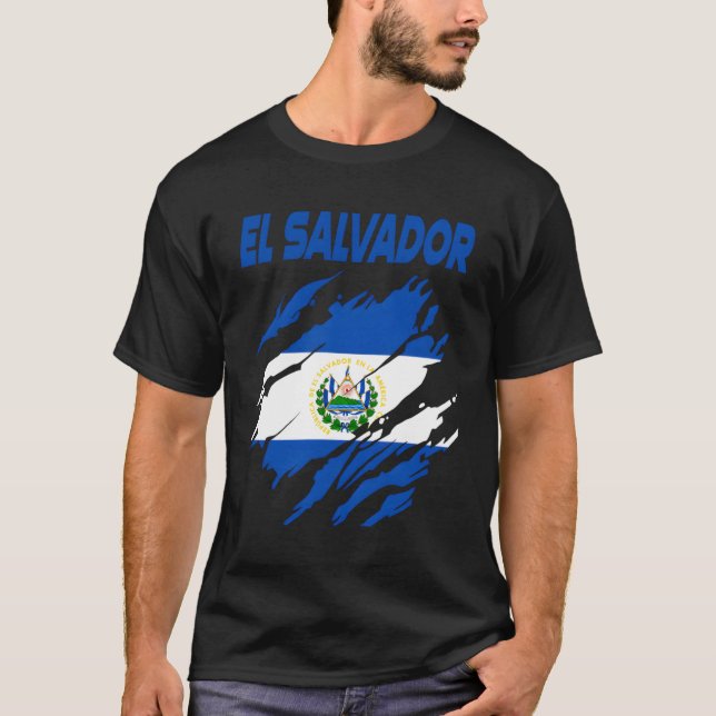 El Salvador Fläkt Flagga T Shirt (Framsida)