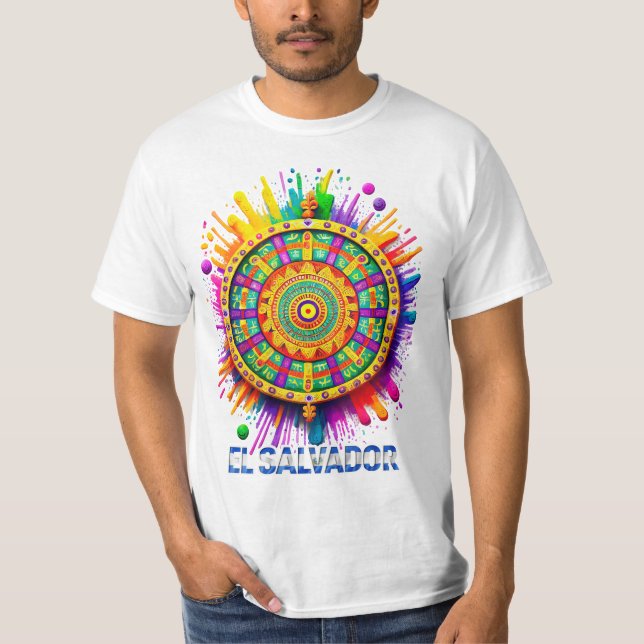 EL SALVADOR FORMA INDIGENA ART POP T SHIRT (Framsida)