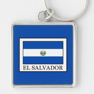 El Salvador Fyrkantig Silverfärgad Nyckelring