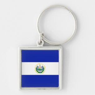 El Salvador Fyrkantig Silverfärgad Nyckelring