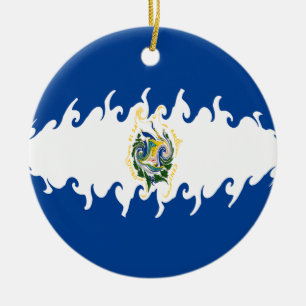 El Salvador Gnarly flagga Julgransprydnad Keramik