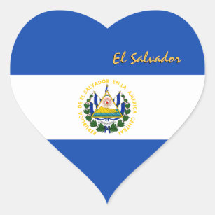 El Salvador Heart Sticker, Patriotic Salvador Flag Hjärtformat Klistermärke