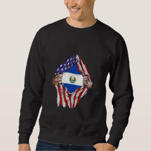 El Salvador Heartslag Flagga Salvador Heart Flagga Lång Ärmad Tröja