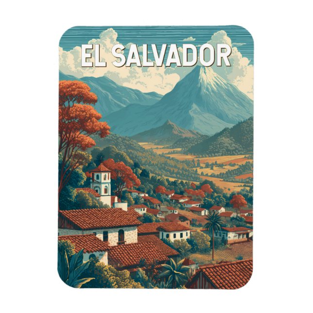 El Salvador Illustration Resa Konst Vintage Magnet (Vertikal)