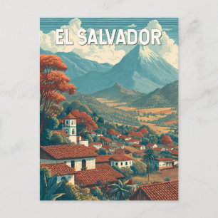 El Salvador Illustration Resa Konst Vintage Vykort