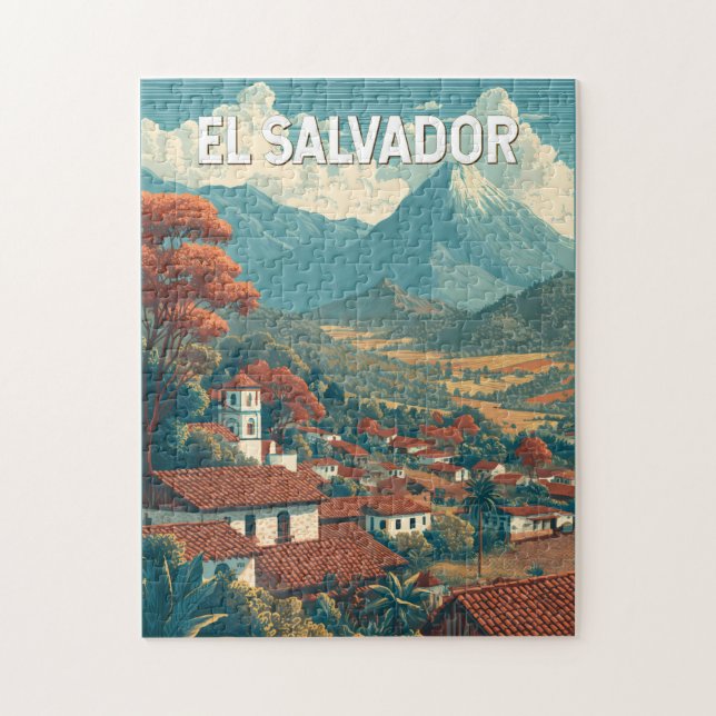 El Salvador Illustration Travel Art Vintage Pussel (Vertikal)