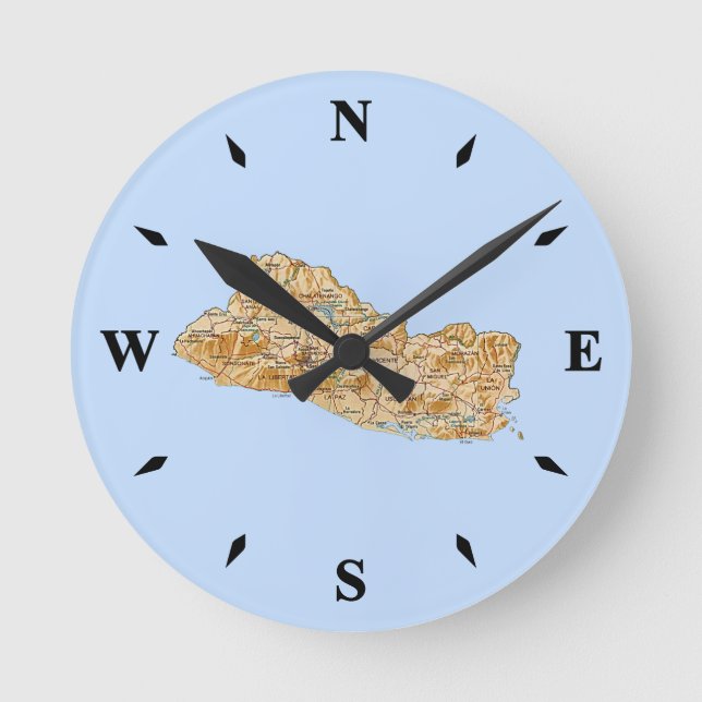 El Salvador Karta Clock Rund Klocka (Framsida)