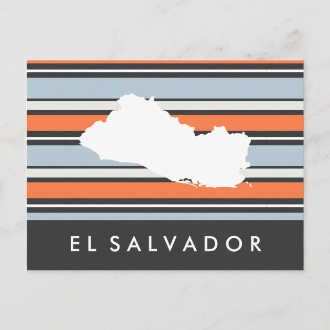 El Salvador Karta: Moderna Ränder Vykort (Framsida)