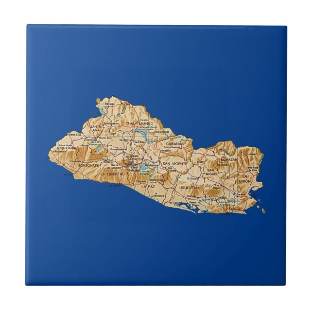 El Salvador Karta Tile Kakelplatta (Framsidan)