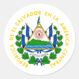 El Salvador lands coat of arms symbol emblem flagg Runt Klistermärke