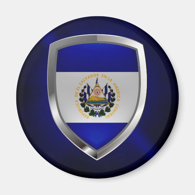 El Salvador Mettalic Emblem Magnet (Framsidan)