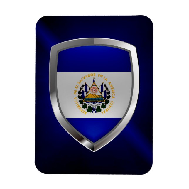 El Salvador Mettalic Emblem Magnet (Vertikal)