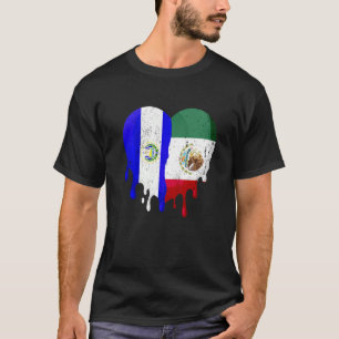 El Salvador Mexiko Flagga Hjärta Medborgare Uppvux T Shirt