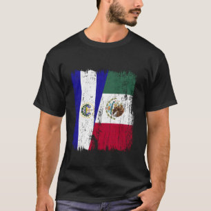 El Salvador Mexiko Halv Flagga Salvadoransk Mexika T Shirt