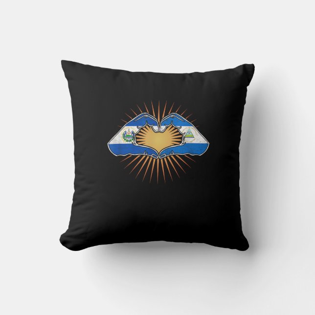 El Salvador och Nicaragua Heart Händer Kudde (Framsida)