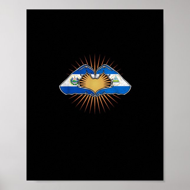 El Salvador och Nicaragua Heart Händer Poster (Framsidan)