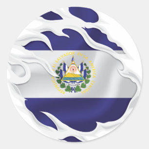 El Salvador Ripping Flagga Runt Klistermärke
