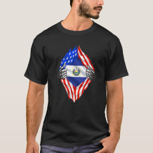 El Salvador rötter Usa flagga Patriotisk salvadora T Shirt