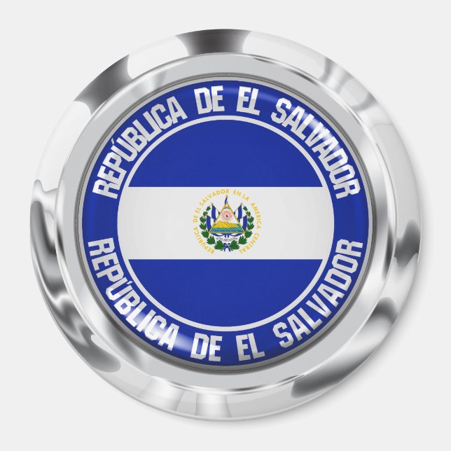 El Salvador Round Emblem Magnet (Framsidan)