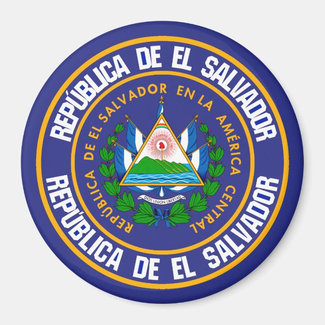 El Salvador Round Emblem Magnet (Framsidan)