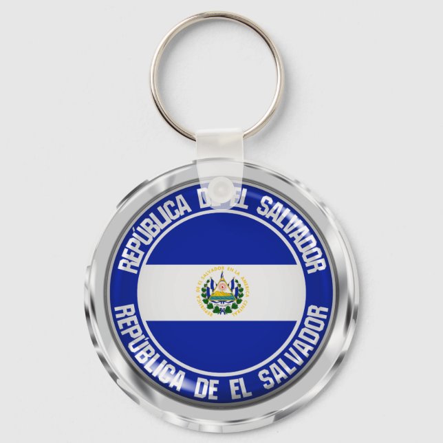 El Salvador Round Emblem Nyckelring (Framsida)