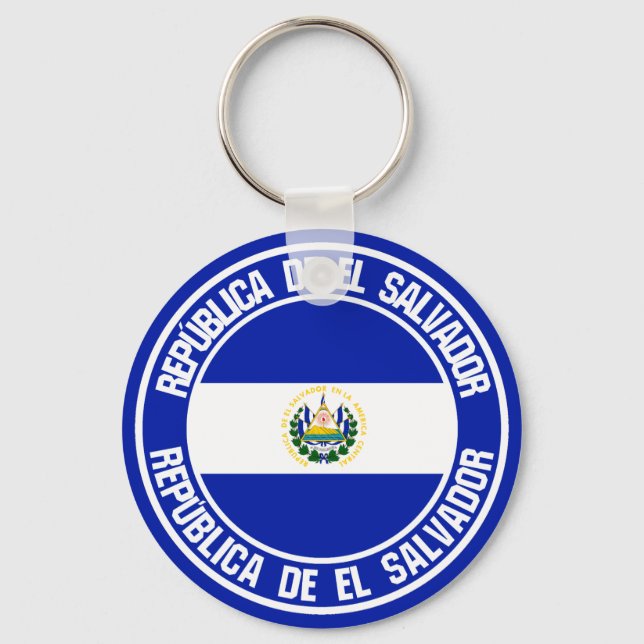 El Salvador Round Emblem Nyckelring (Framsida)
