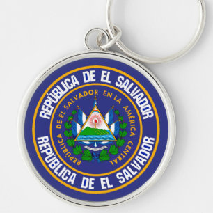 El Salvador Rundliga Emblem Rund Silverfärgad Nyckelring