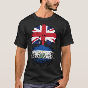El Salvador Salvadoran British UK Träd Roots Flagg T Shirt
