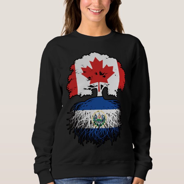 El Salvador Salvadoran Canadian Canada Träd Roots T Shirt (Framsida)
