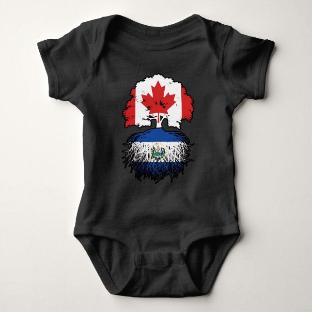 El Salvador Salvadoran Canadian Canada Träd Roots T Shirt (Framsida)