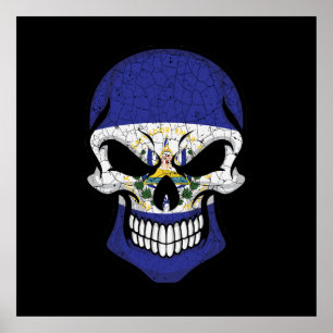 El Salvador Smiling Skull Flagga Poster