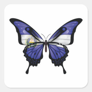 El Salvador Swallowtail Butterfly Flagga Sticker Fyrkantigt Klistermärke